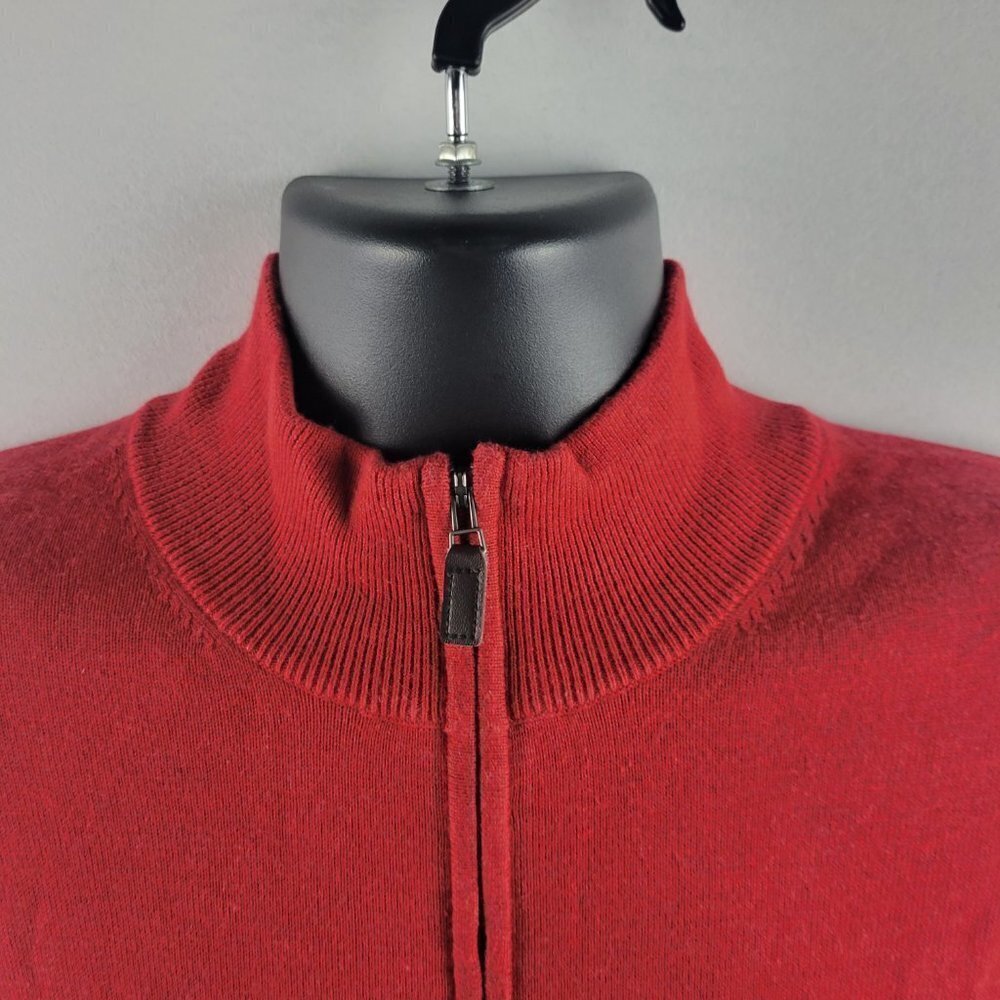Jos A Bank signature collection quarter zip sweater mens pima Large red Mens 434 - Picture 4 of 10